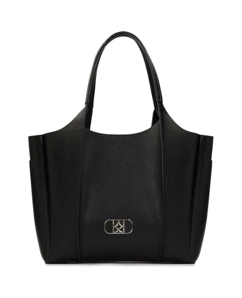 Kabelka Kazar Large black handbag with silver hardware