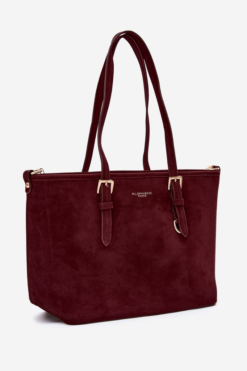 Flora&Co Burgundská shopper taška z umělé semišové kůže 2