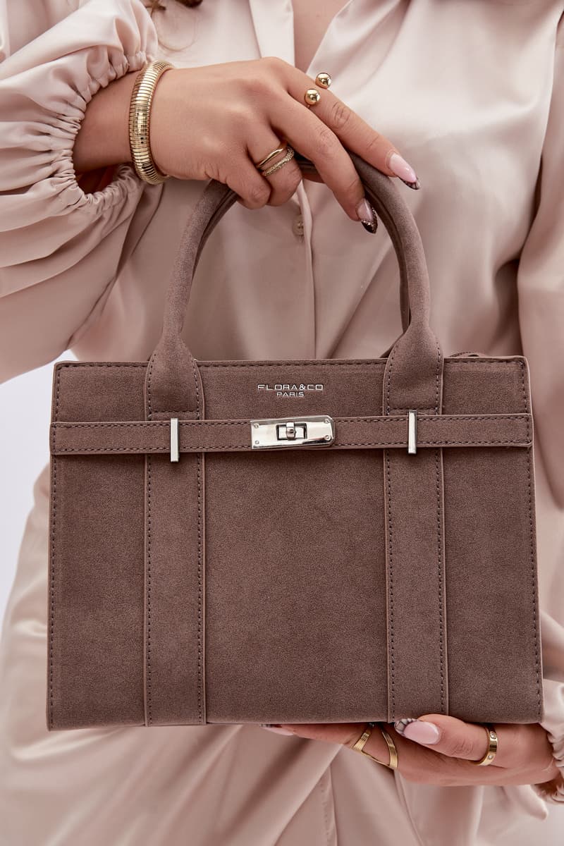 Flora&Co Boxová kabelka, béžová eko semiš 4