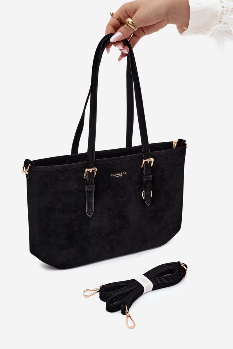Černá imitace semiše shopper taška Araminta 4