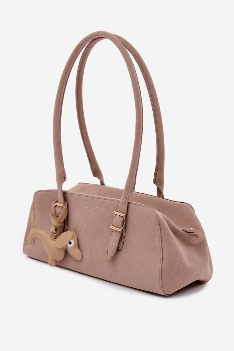 Flora&Co béžová semišová kabelka s přívěskem 2