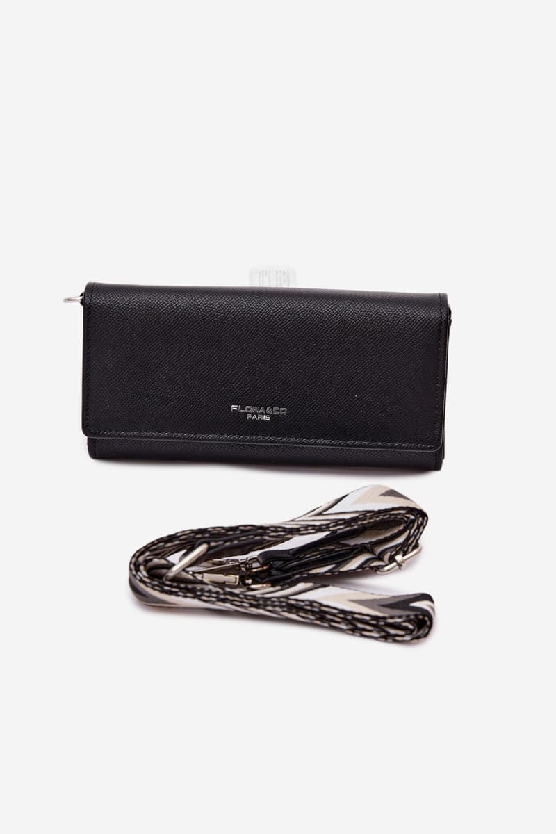 Flora&Co černá 2-v-1 peněženka s popruhem 3