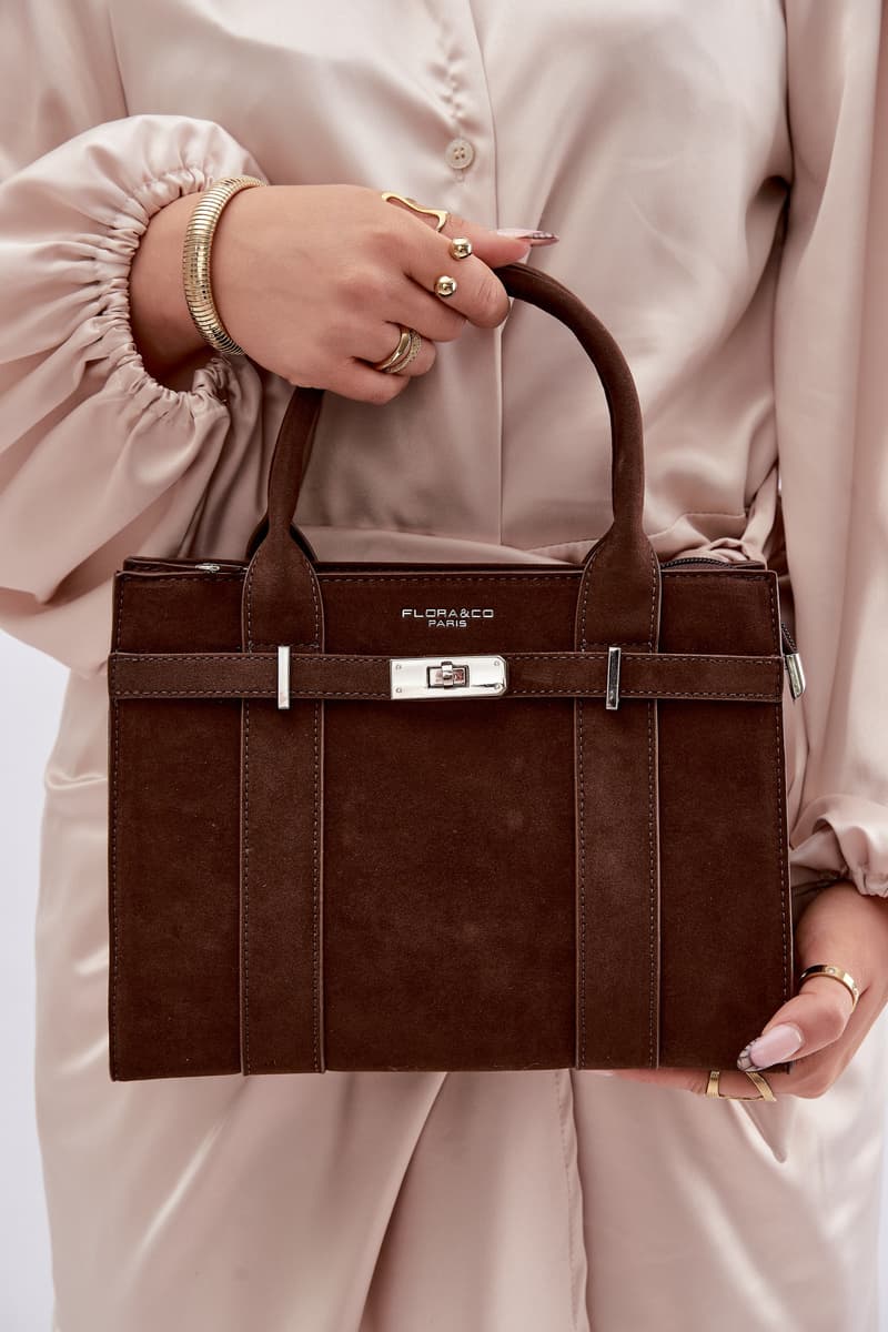 Flora&Co čokomodrá box kabelka z eko semiše 4