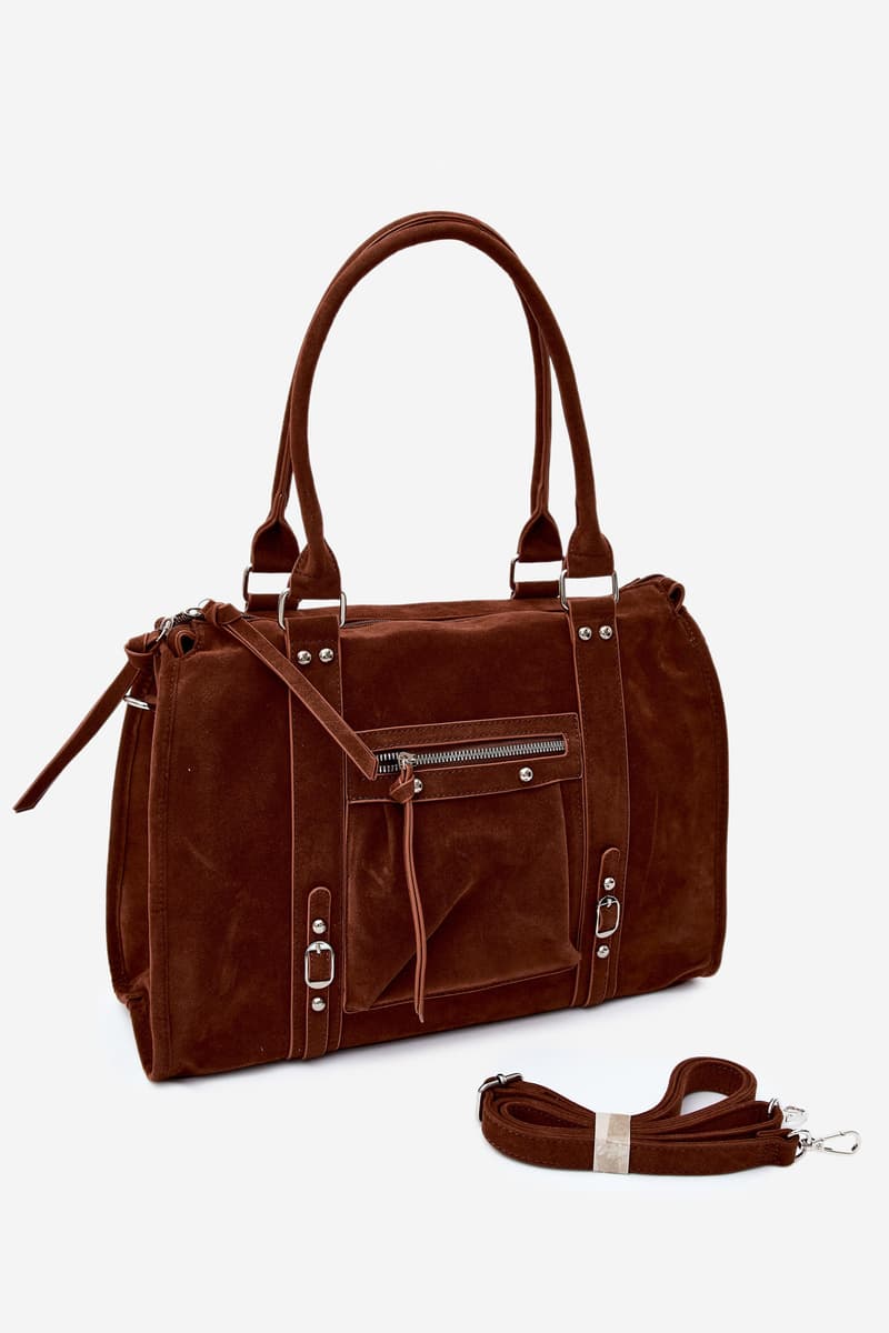 Flora&Co velká kabelka z imitace semiše Camel 3