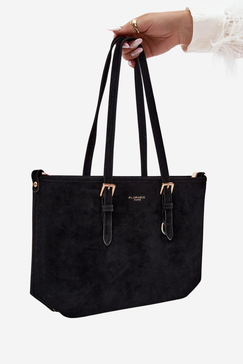 Černá imitace semiše shopper taška Araminta 2
