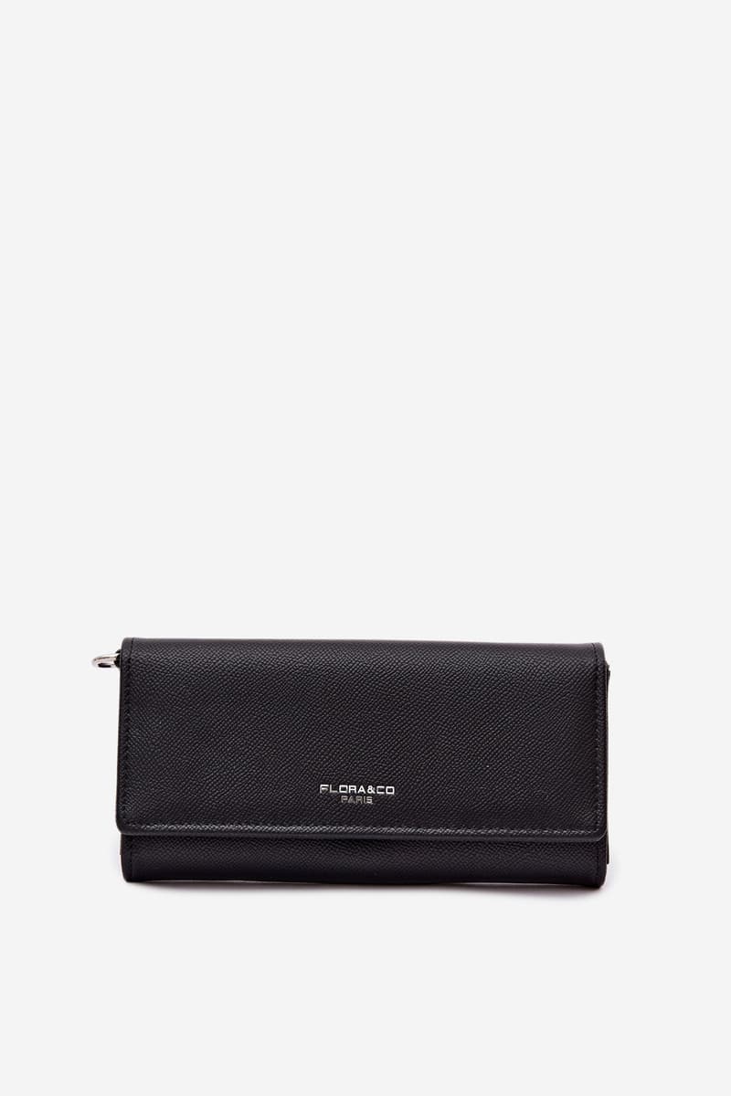 Flora&Co černá 2-v-1 peněženka s popruhem
