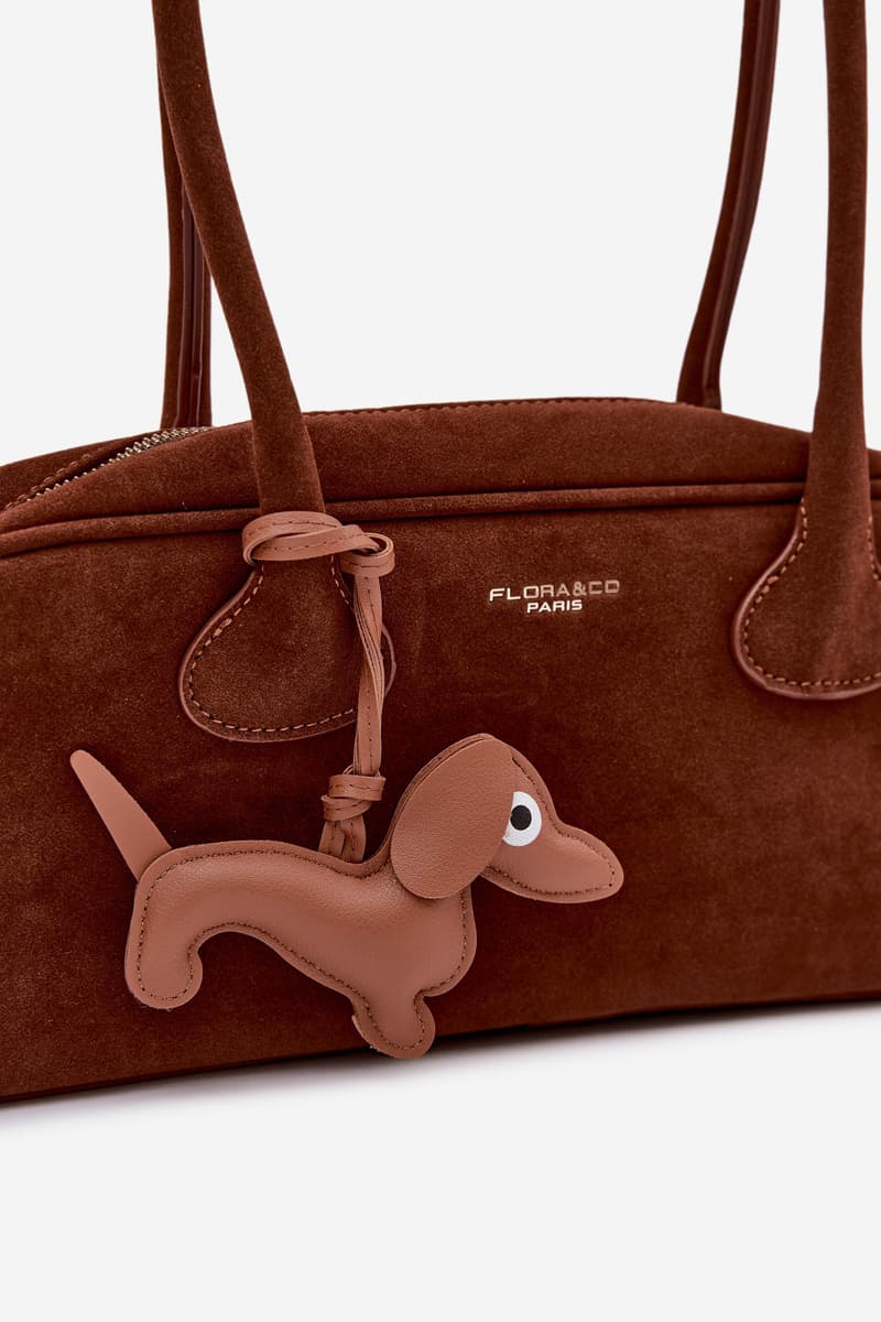 Kabelka Flora&Co Camel z Eko Semiše s Přívěskem 5