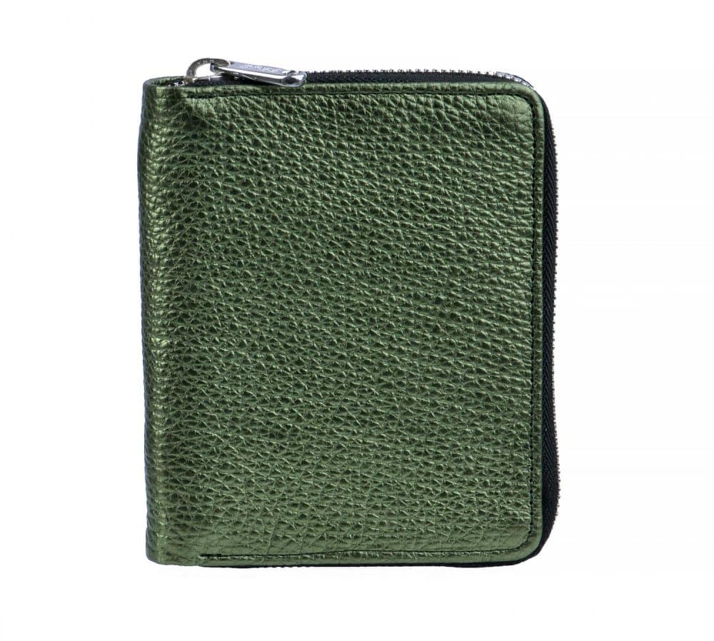 Dámská peněženka celá na zip VZOREK GREEN metalická zelená 6