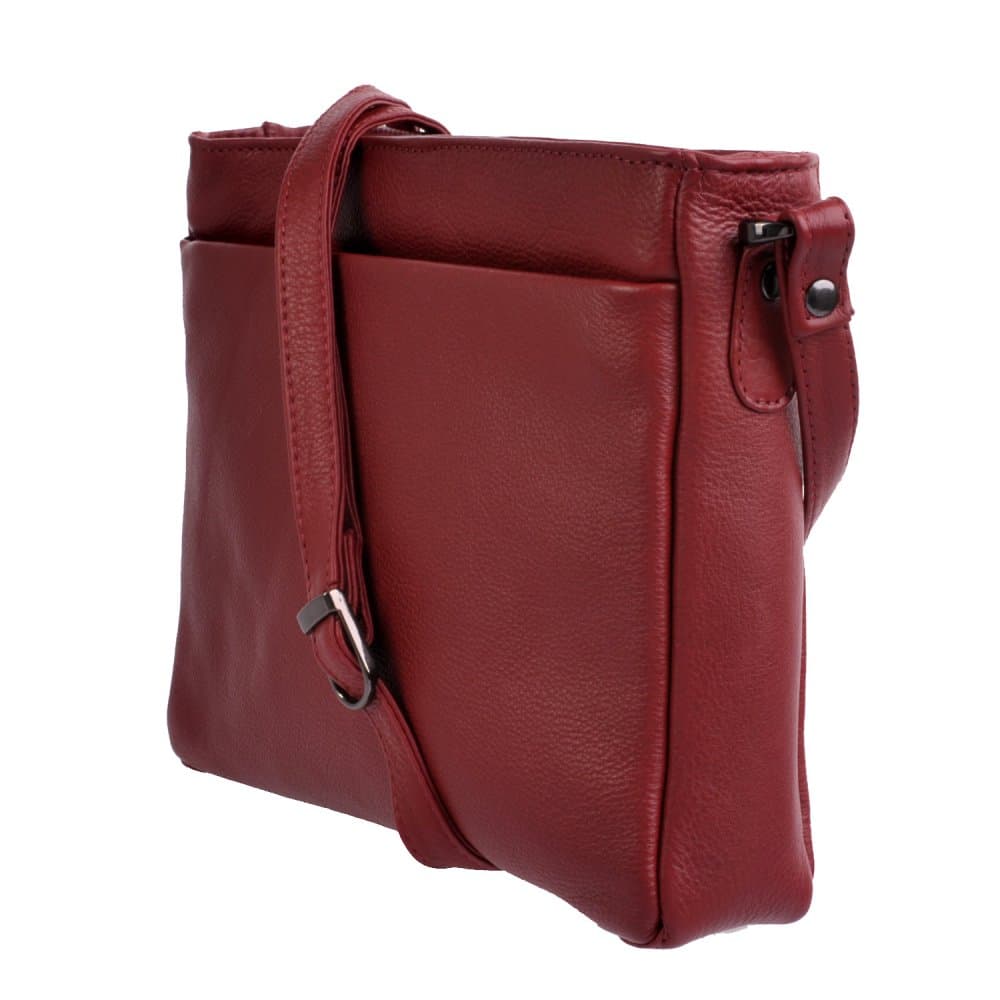 Kožená kabelka přes rameno New Bags LB-206 tmavě červená 2