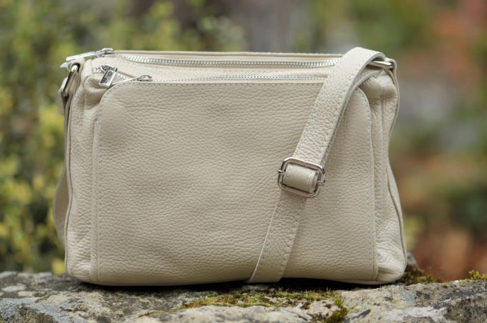 Kožená crossbody kabelka SARA BAGS 5542 béžová 2