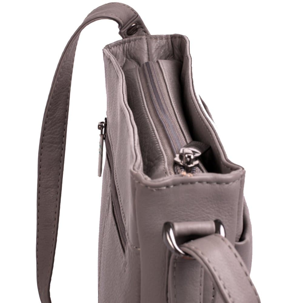 Kožená kabelka přes rameno New Bags Leather LB-206 hnědá taupe 4
