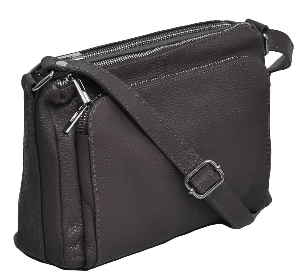 Kožená crossbody kabelka SARA BAGS 5542 tmavě hnědá 3