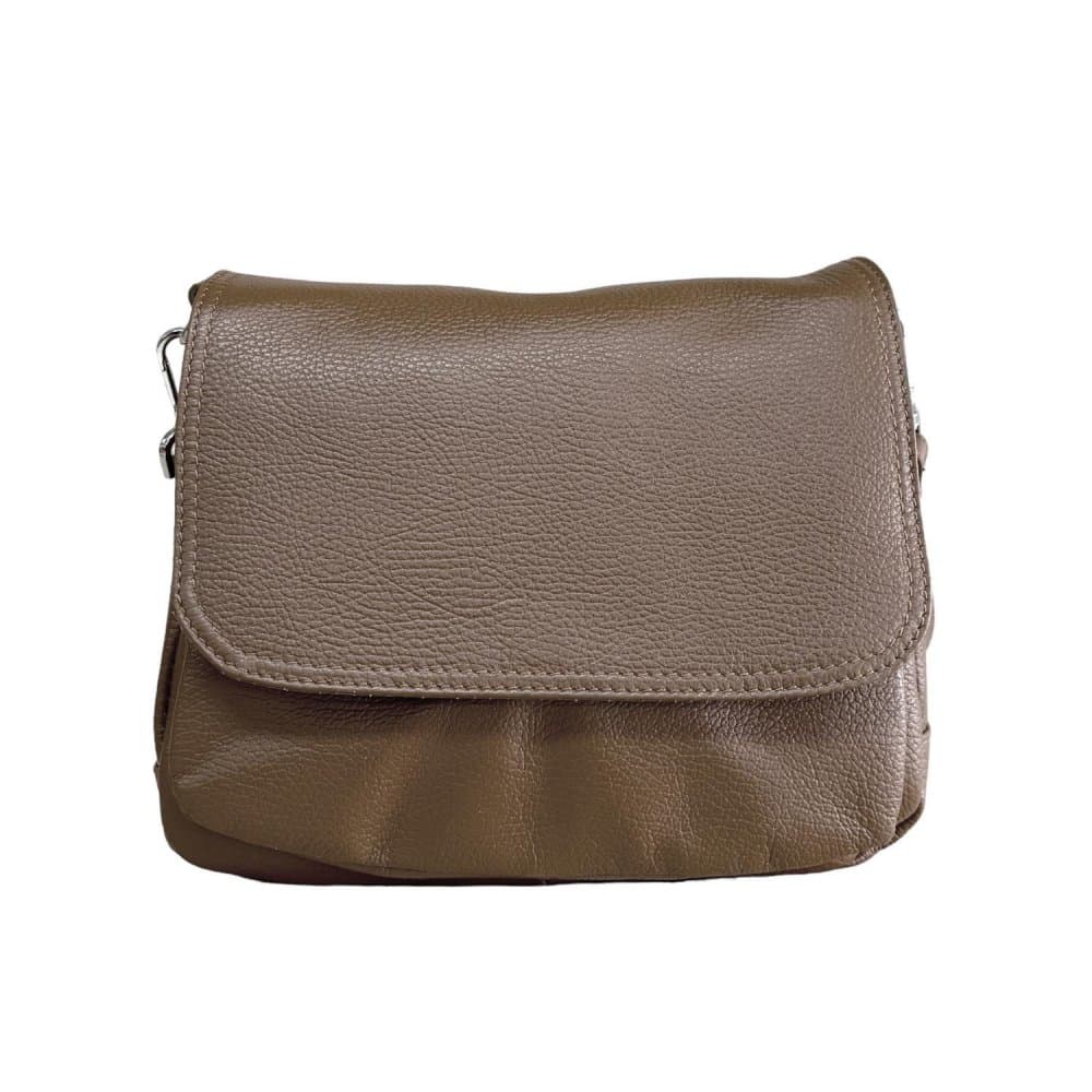 Dámská kožená kabelka přes rameno SARA BAGS 6538 taupe – pepřově hnědá 3