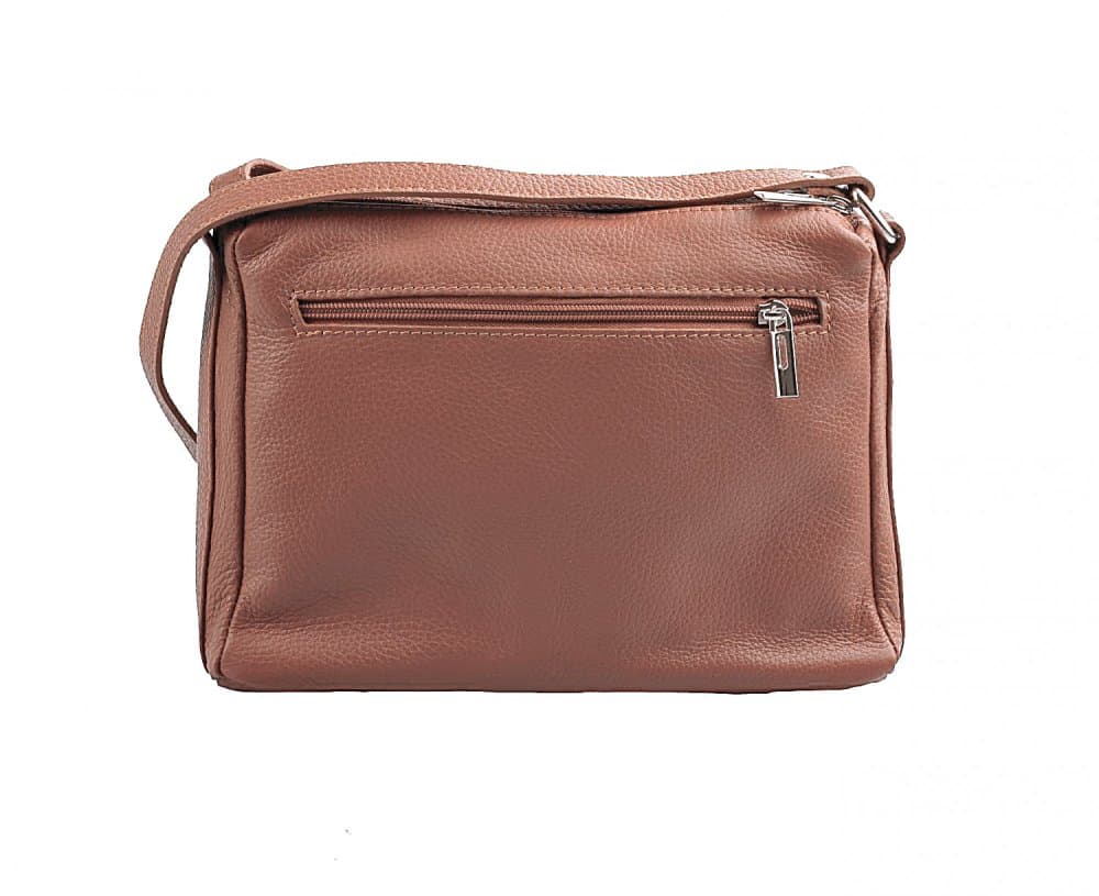 Kožená crossbody kabelka SARA BAGS 5542 hnědá cognac 3