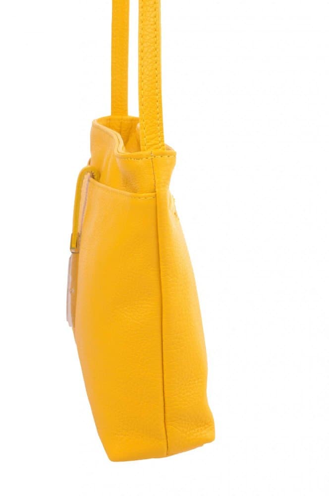 Kožená crossbody kabelka SARA BAGS 5085 žlutá 2