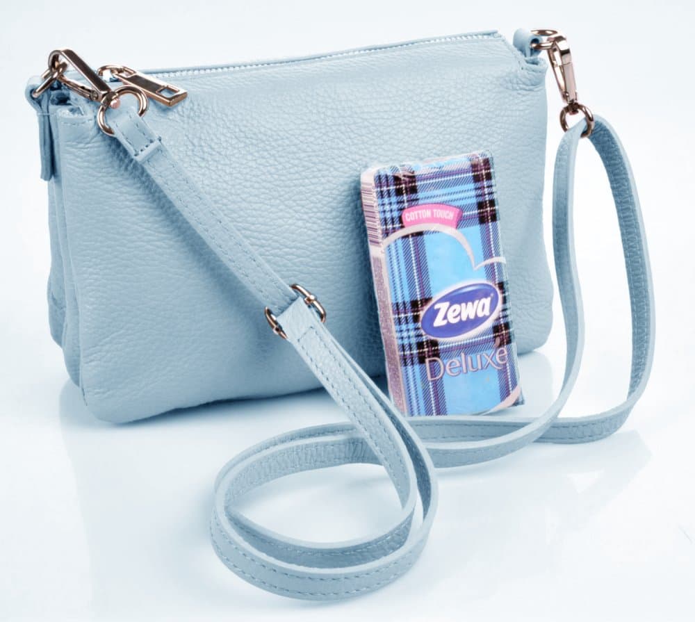 MaxFly Menší kožená crossbody kabelka 5474 celeste světle modrá 3