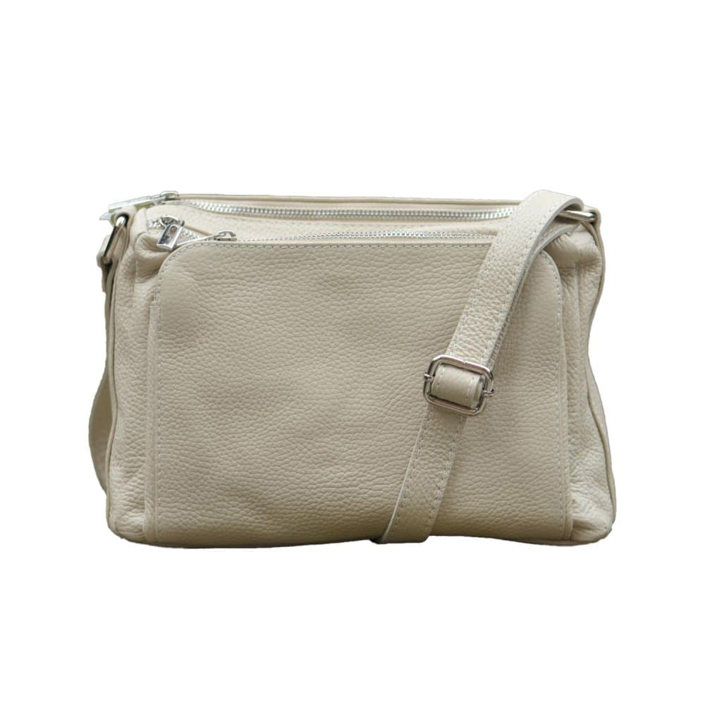 Kožená crossbody kabelka SARA BAGS 5542 béžová