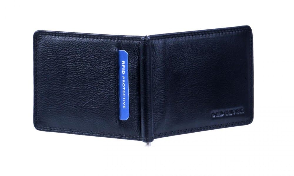 Kožená dolarka bez kapsy na drobné černá s RFID ochranou KFF-25 5