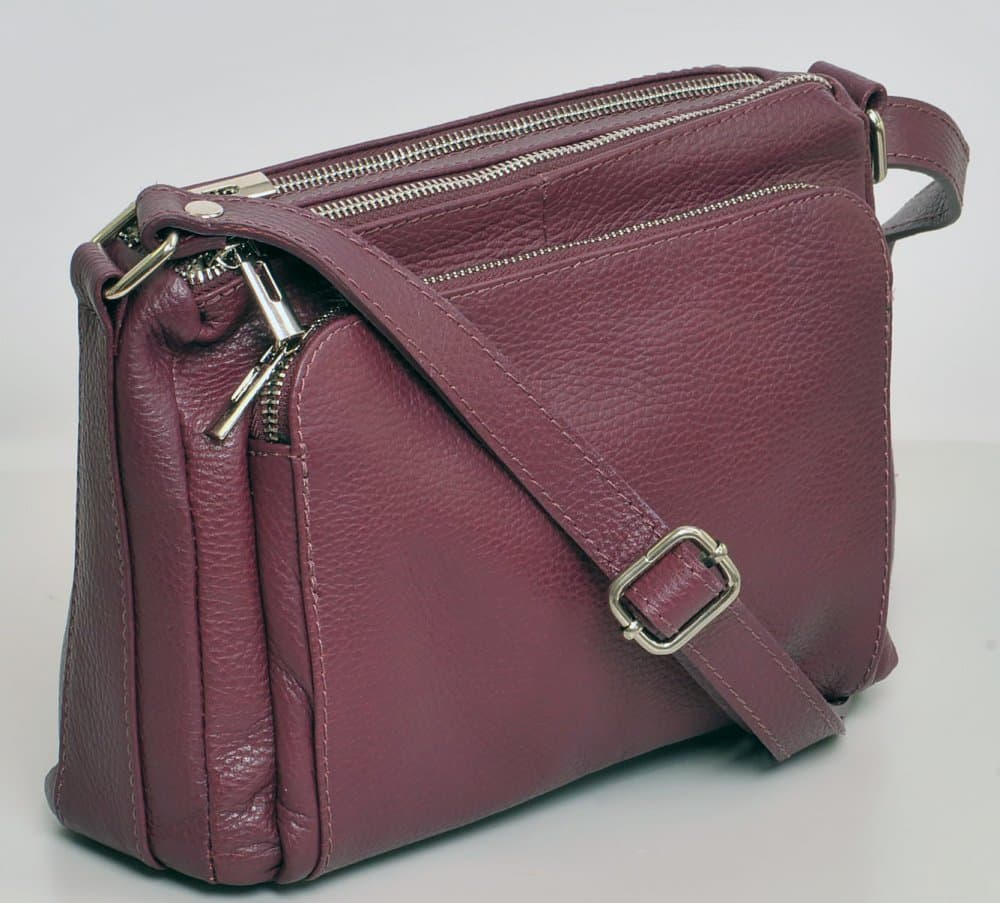 Kožená crossbody kabelka SARA BAGS 5542 bordó 6