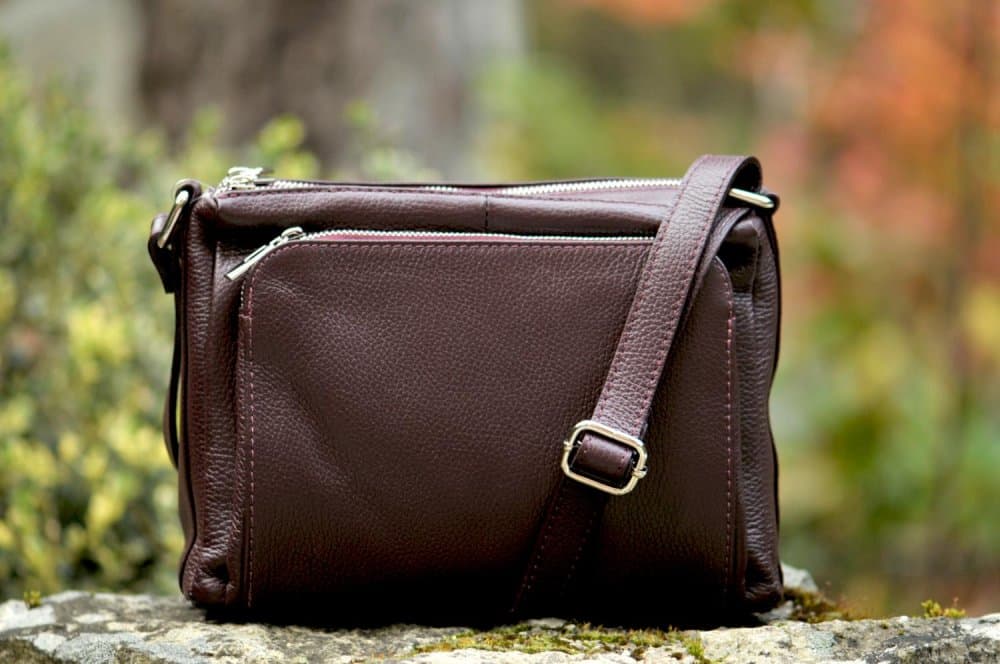 Kožená crossbody kabelka SARA BAGS 5542 bordó