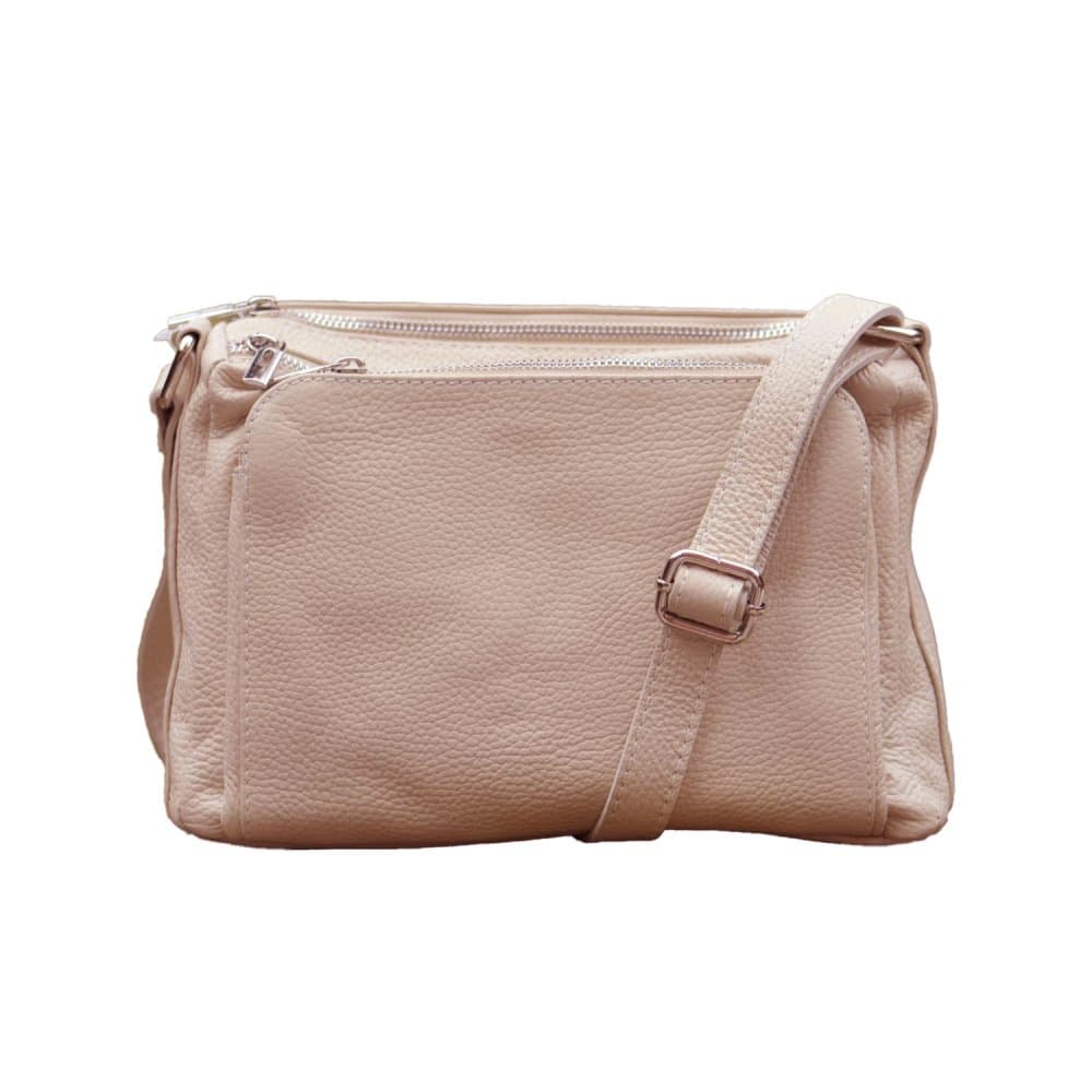 Kožená crossbody kabelka SARA BAGS 5542 růžová pudrová