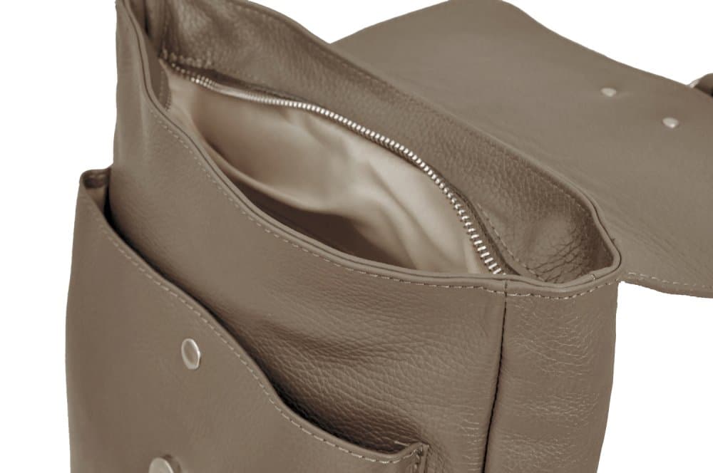 MaxFly Kožený batoh dámský 6007 světle hnědý - taupe 5