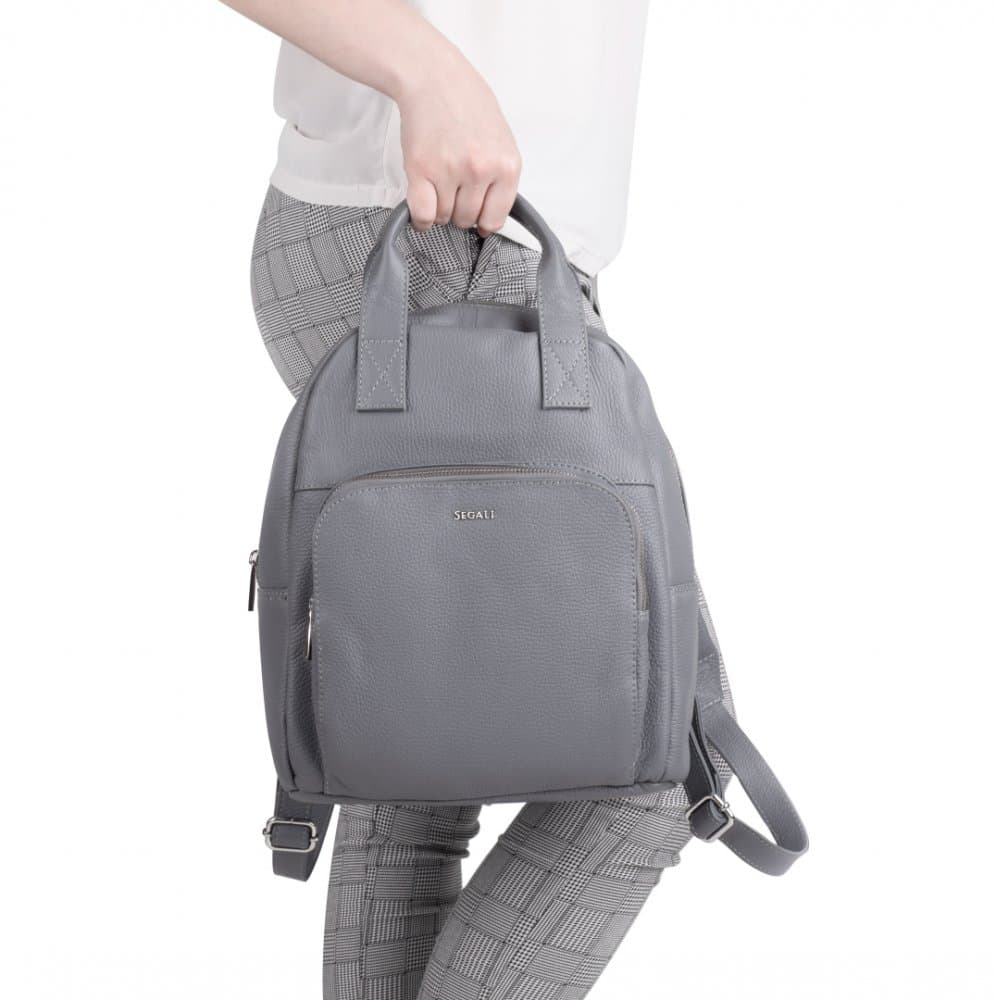 Dámský kožený batůžek SEGALI SG-9026 šedý 4
