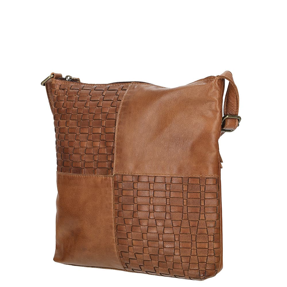 Proplétaná kožená crossbody kabelka Enrico Benetti Sicily 89031-005 hnědá cognac 3