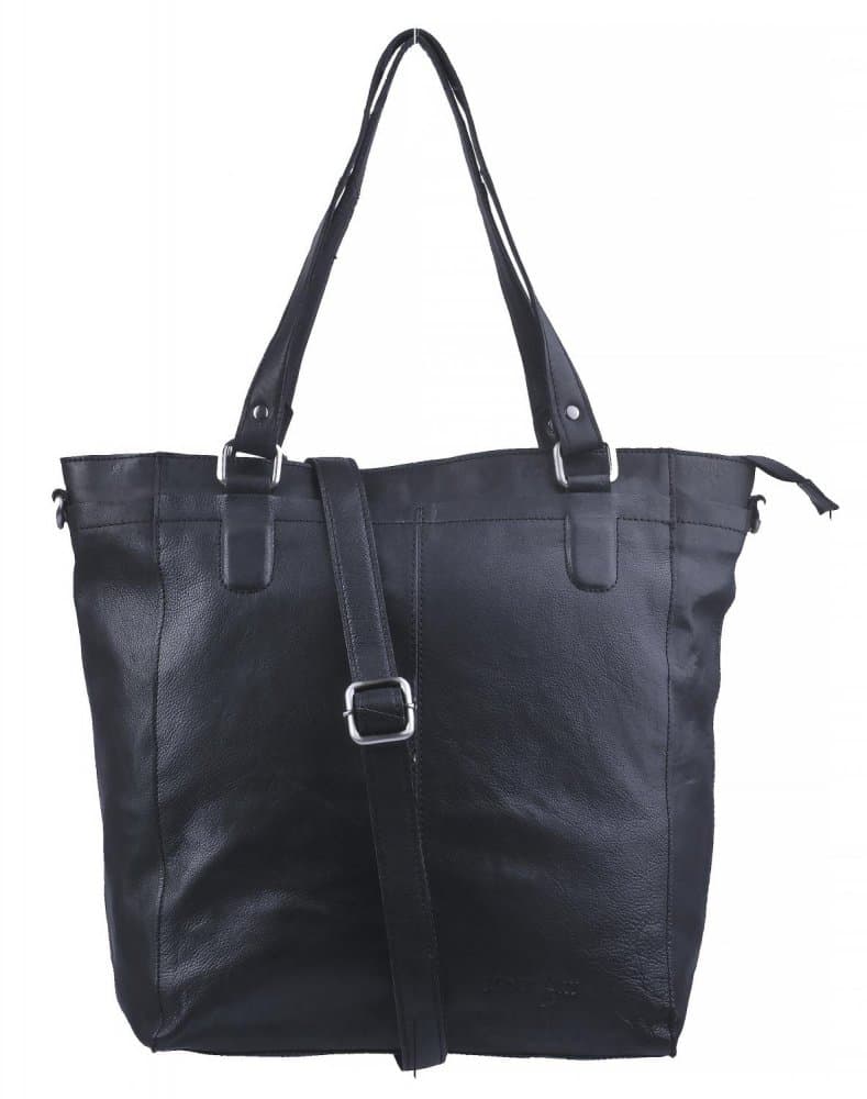 Velká kožená shopper kabelka LA-124 černá