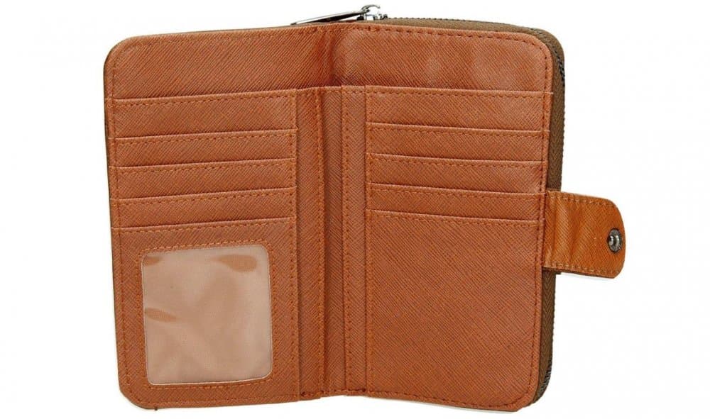 Dámská koženková peněženka na zip 72003-005 přírodní hnědá 2