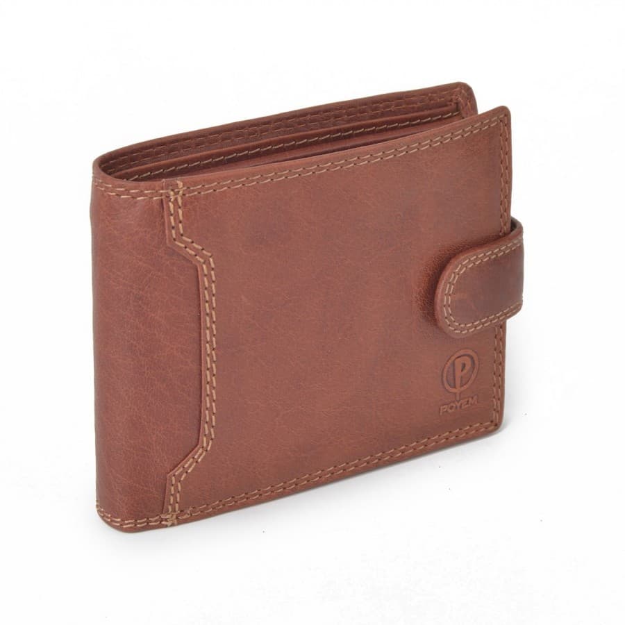 Pánská kožená peněženka Poyem 5209 cognac - zip na bankovky 5