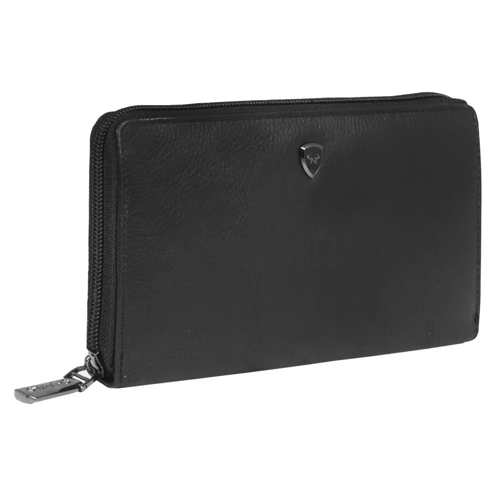 New bags leather Dámská kožená dlouhá peněženka 72658 černá 2