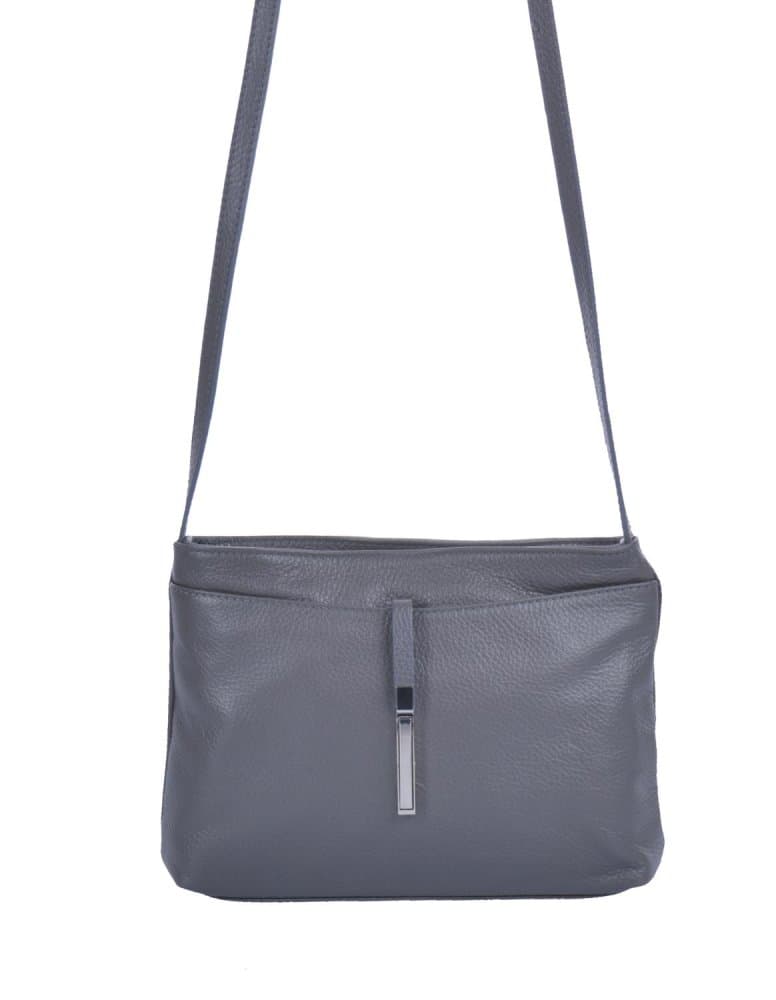 MaxFly Dámská kožená crossbody kabelka 5085 šedá