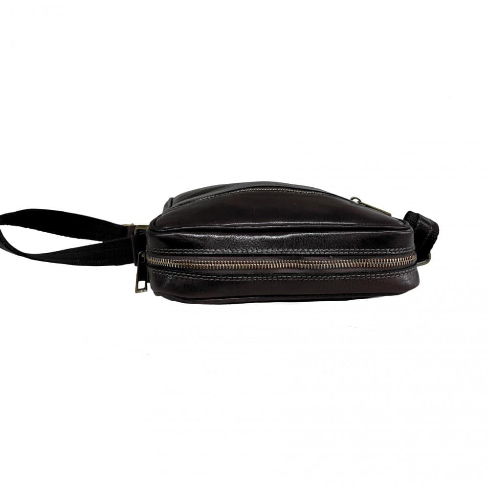 MaxFly Pánská kožená crossbody taška T08 černá 3