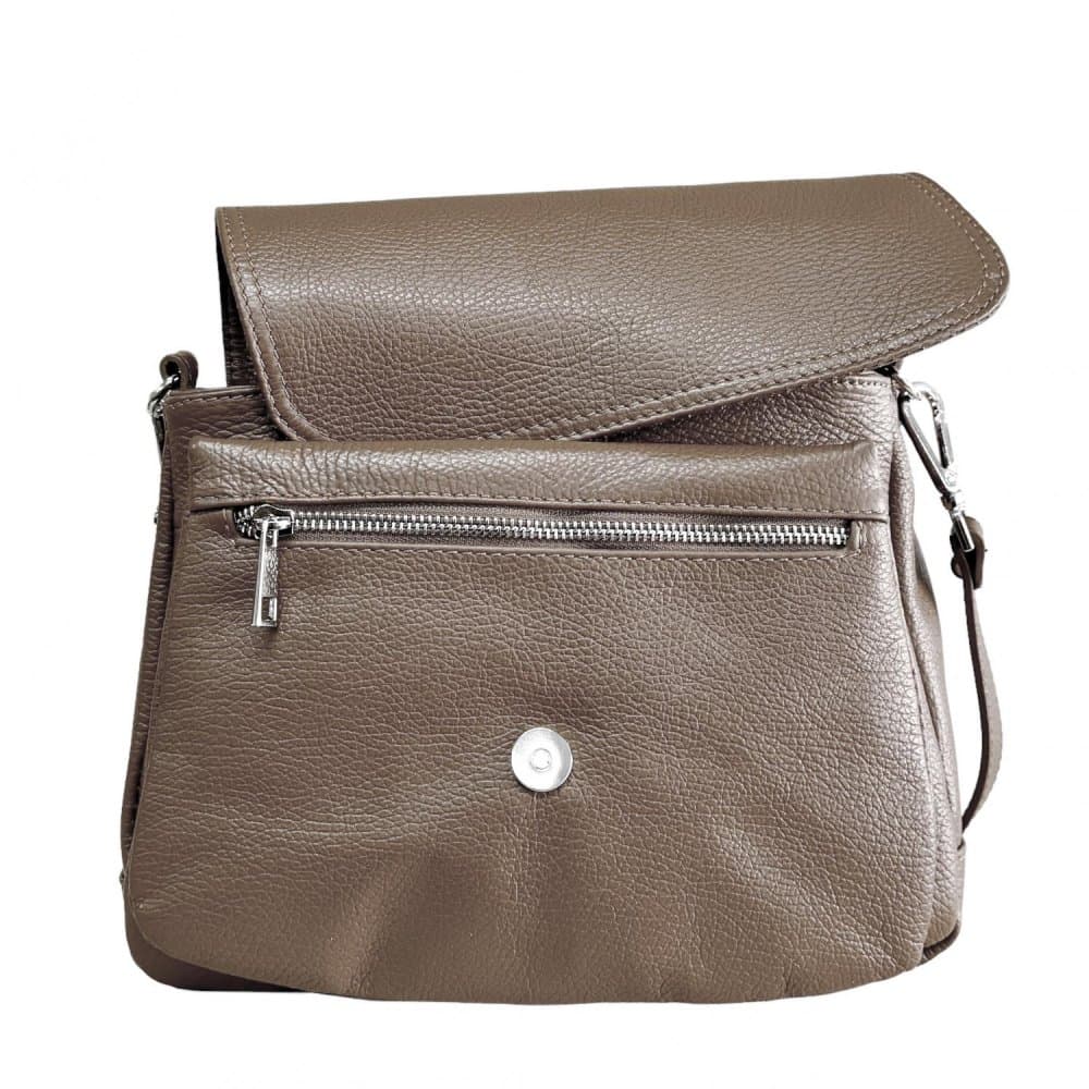 Dámská kožená kabelka přes rameno SARA BAGS 6538 taupe – pepřově hnědá 5