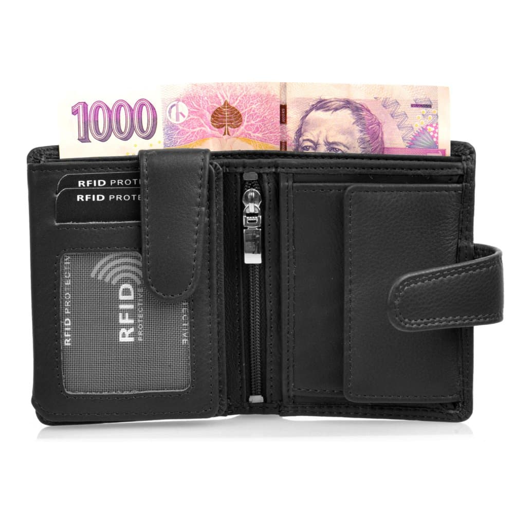 Dámská malá kožená peněženka 3257 N RFID černá 3
