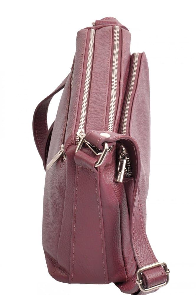 Kožená crossbody kabelka SARA BAGS 5542 bordó 3