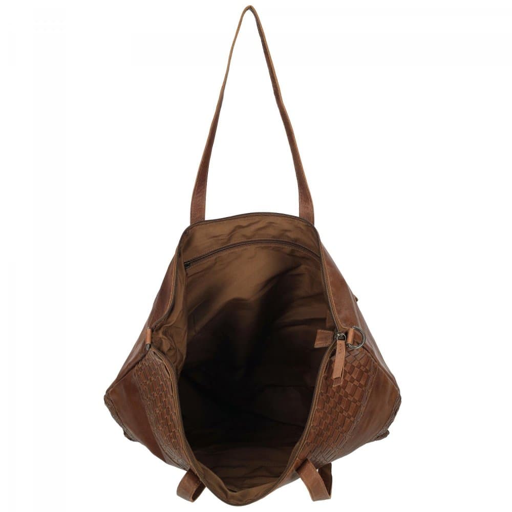 Proplétaná velká kožená shopper kabelka Enrico Benetti Sicily 89033-005 hnědá cognac 5