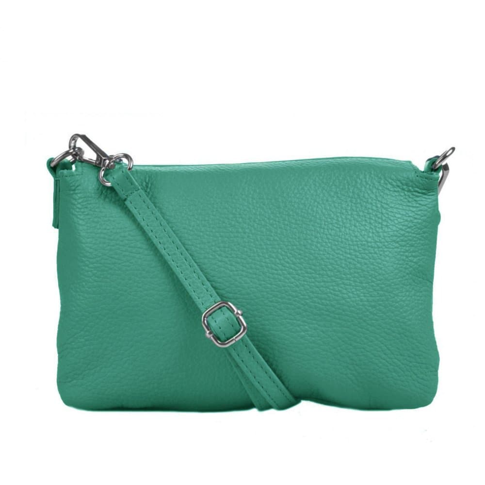 Menší kožená crossbody kabelka 5474 tyrkys