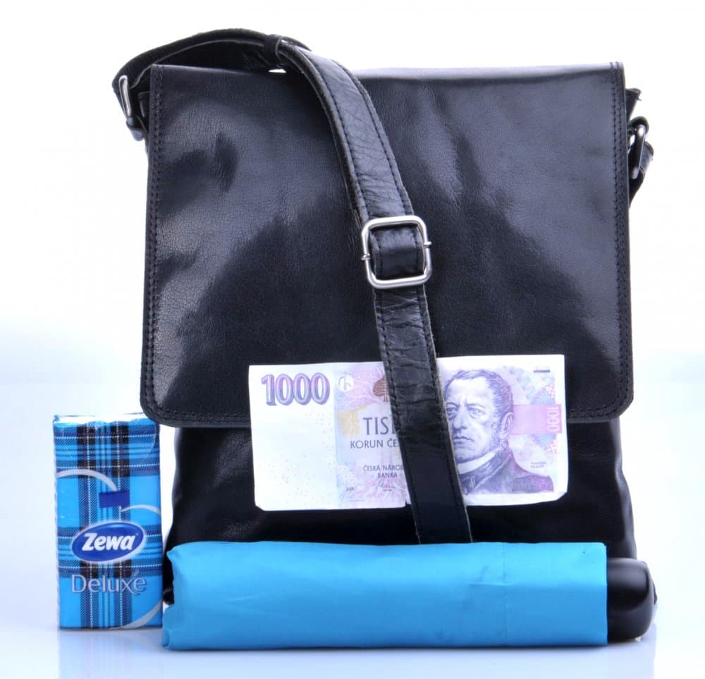 LedderArt Pánská kožená taška přes rameno LA-1263 černý crossbag 2