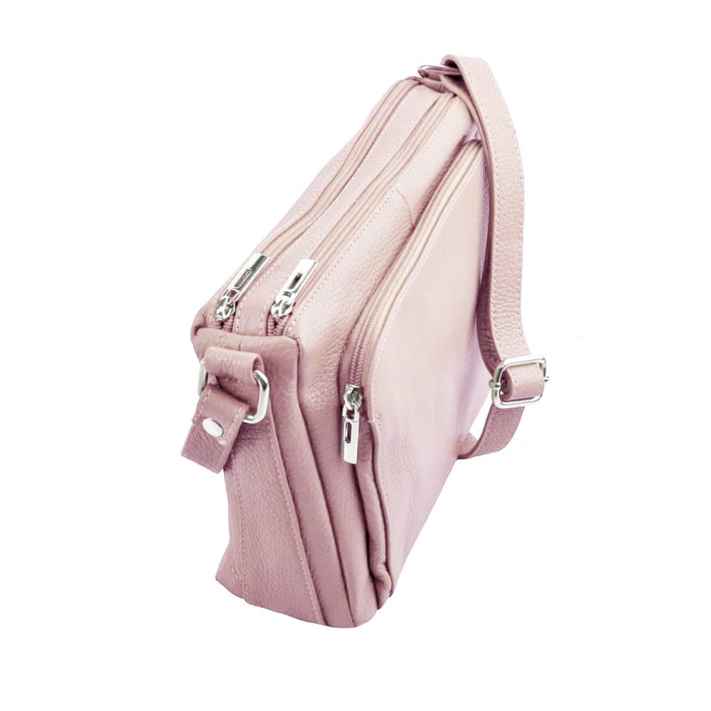 Kožená crossbody kabelka SARA BAGS 5542 růžová pudrová 2