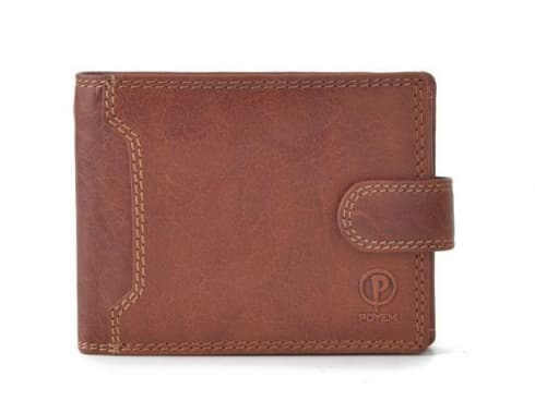 Pánská kožená peněženka Poyem 5209 cognac - zip na bankovky 2