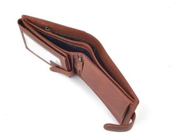 Pánská kožená peněženka Poyem 5209 cognac - zip na bankovky 4