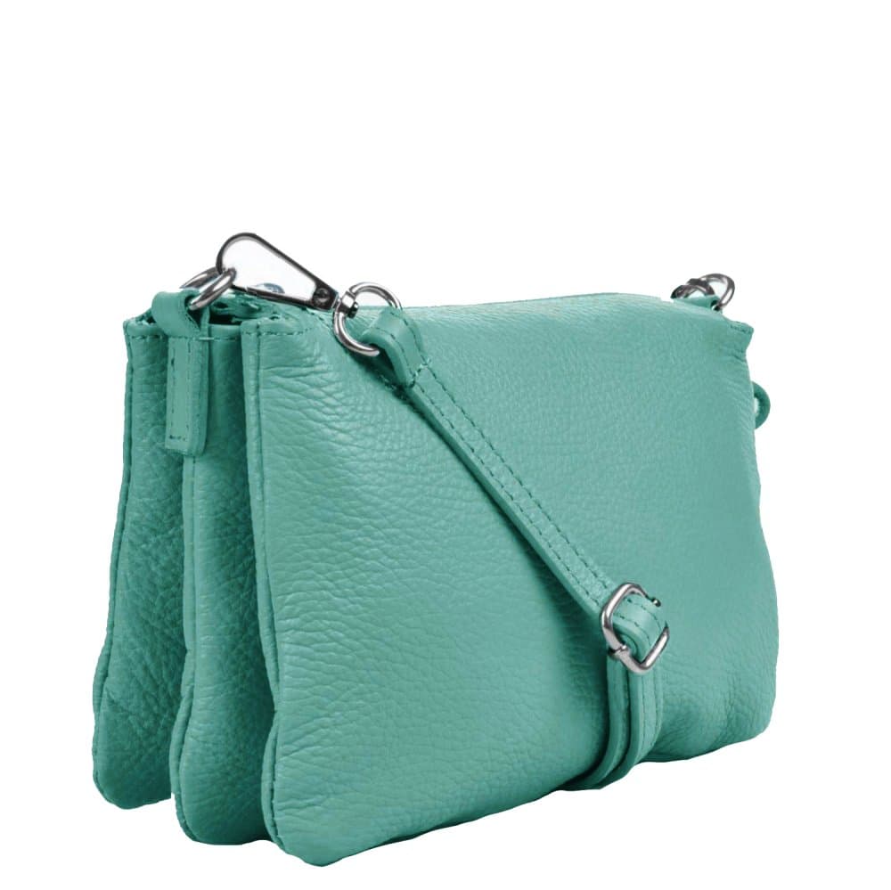 Menší kožená crossbody kabelka 5474 tyrkys 3