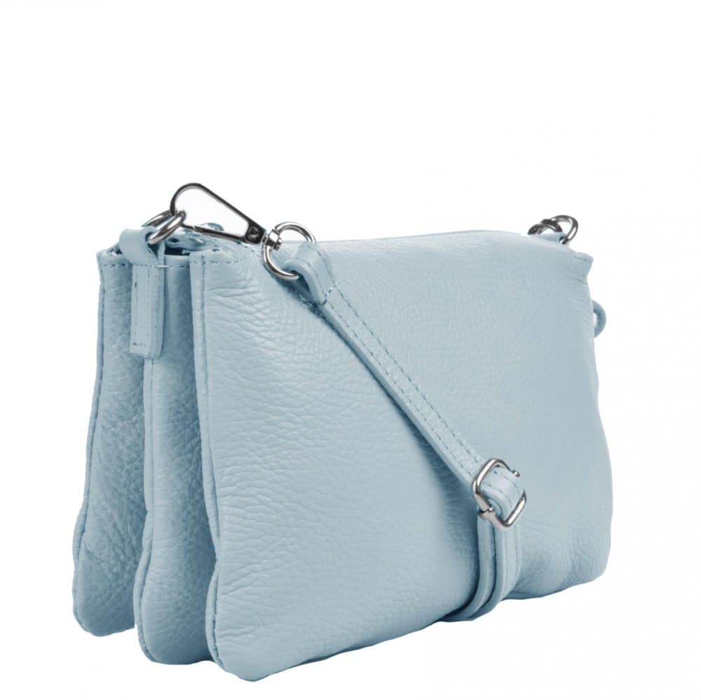 MaxFly Menší kožená crossbody kabelka 5474 celeste světle modrá 4