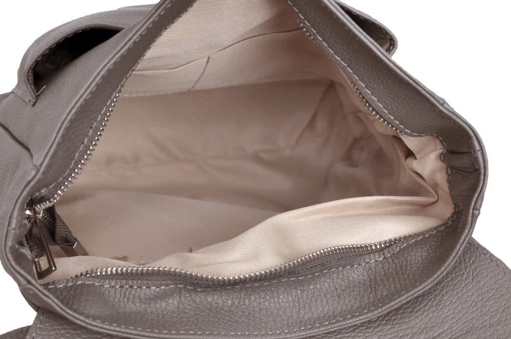 MaxFly Kožený batoh dámský 6007 světle hnědý - taupe 6