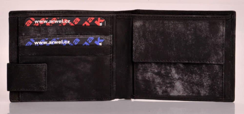 Arwel pánská kožená peněženka 513-4241 jeans black - modré logo 6
