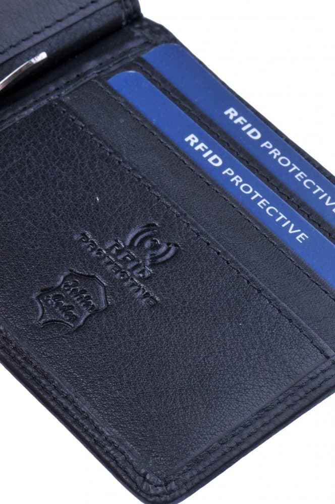 Kožená dolarka bez kapsy na drobné černá s RFID ochranou KFF-25 6