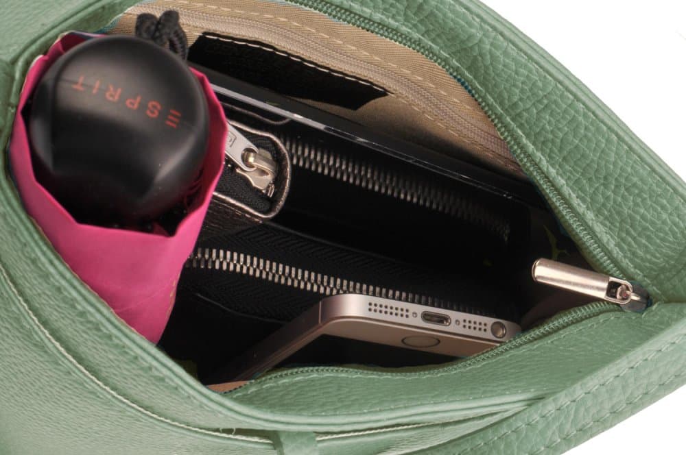 Dámská kožená crossbody kabelka SARA BAGS 5085 mátově zelená 5