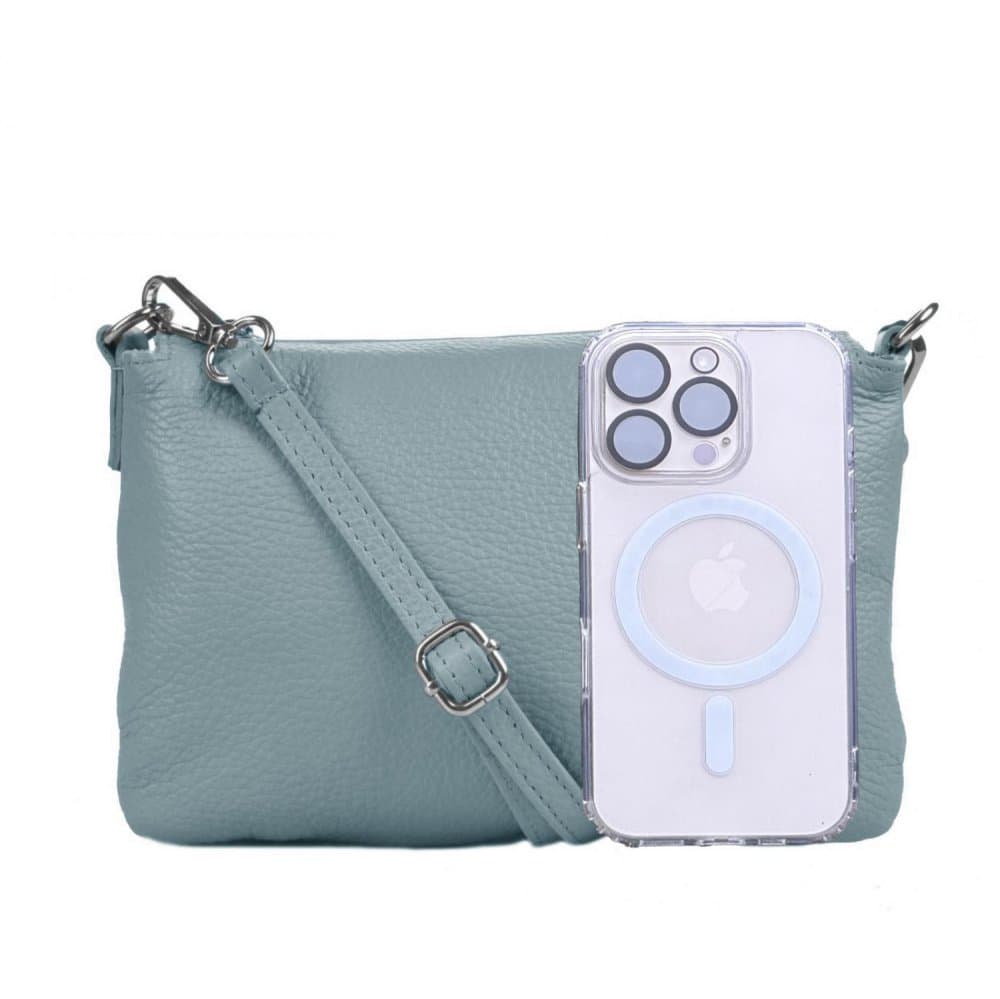MaxFly Menší kožená crossbody kabelka 5474 celeste světle modrá 2
